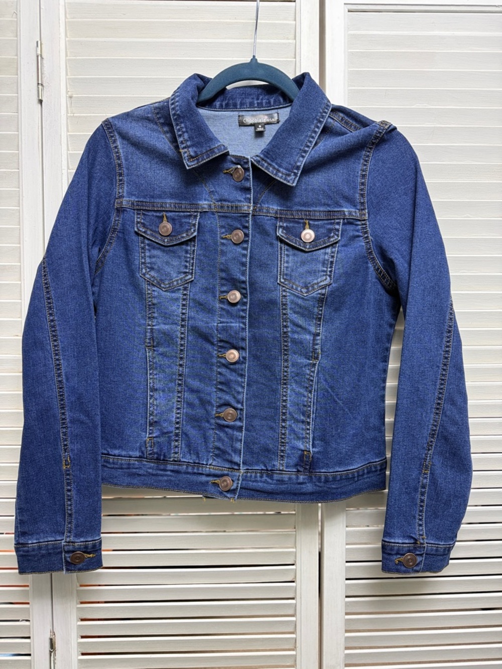 Women's Mid-Blue Denim Jean Jacket - Casual Button-Front
